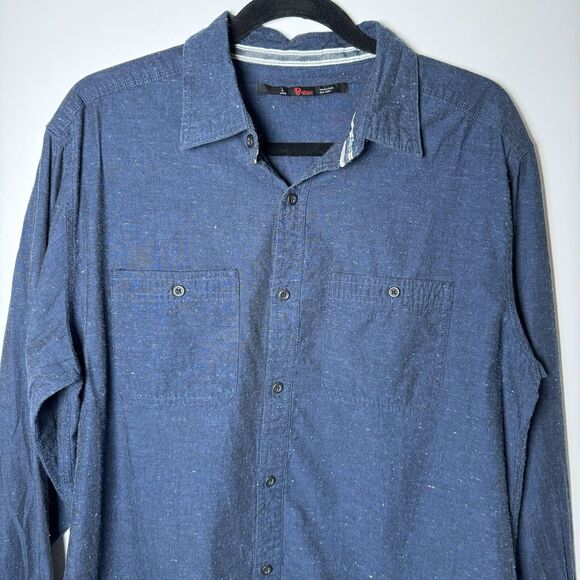 Stoic Men's Large Blue Button Front Shirt Long Sleeve Cotton Outdoor Casual - Picture 2 of 15